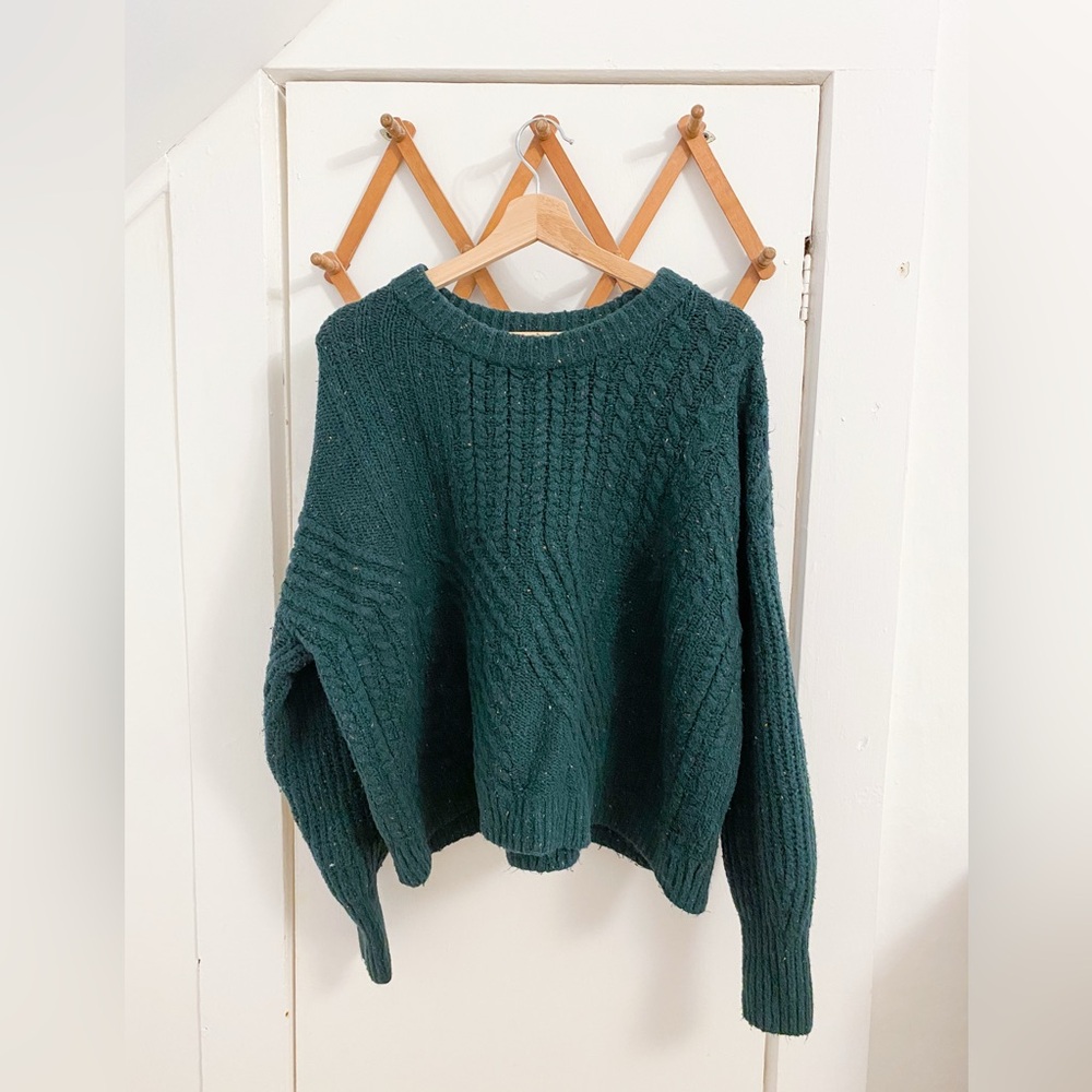 Old Navy Green + Confetti Slouchy Knit Sweater